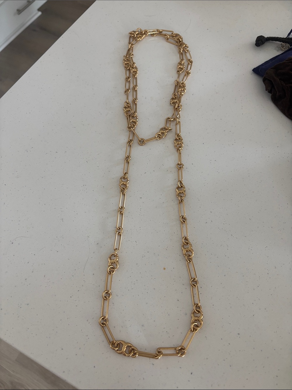 Tory Burch Gold-Tone Long Link Necklace